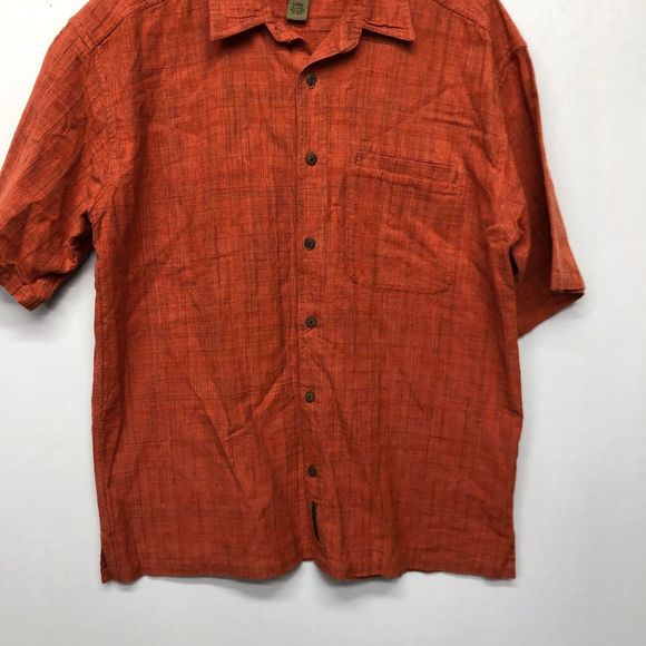 Flyshacker Men Short Sleeve Button Shirt Top Size Large Orange M098 -2 - Picture 8 of 10